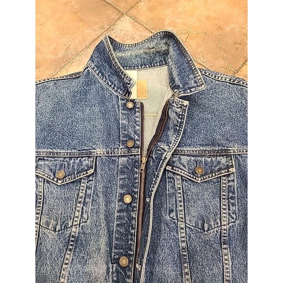 Rare Vtg Gap Denim Jacket Mens XL Zip Button Trucker Cotton Grunge Biker Retro - Picture 9 of 11